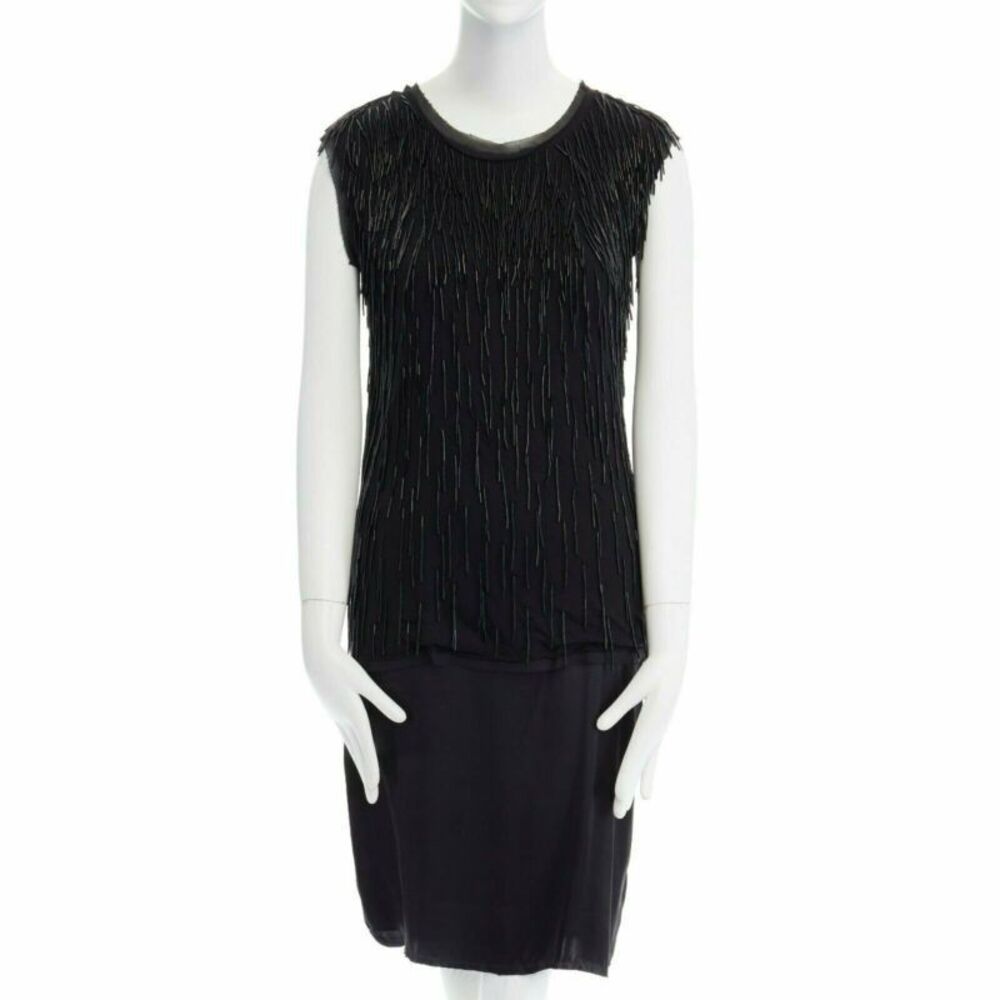 Lanvin Beaded Fringe Silk Dress